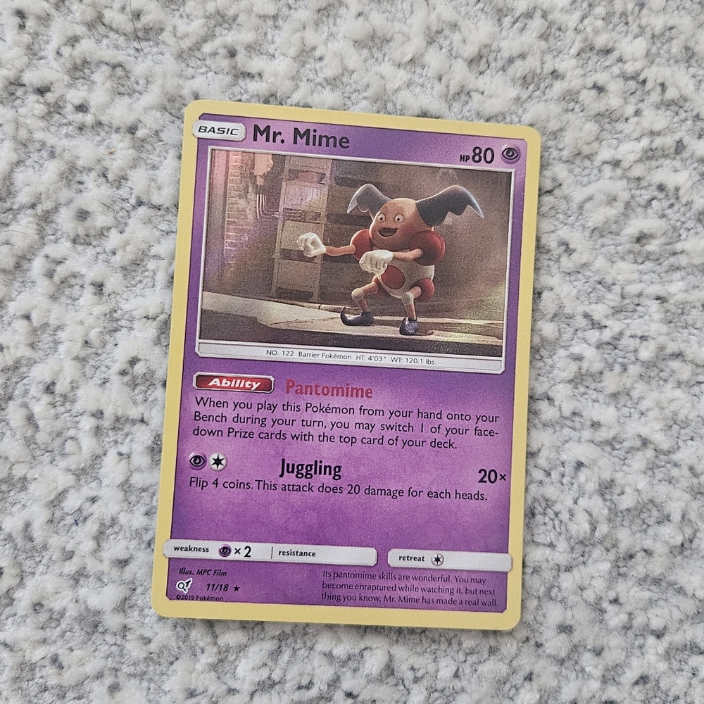 POKEMON TCG Card Mr. Mime Detective Pikachu Rare 11/18